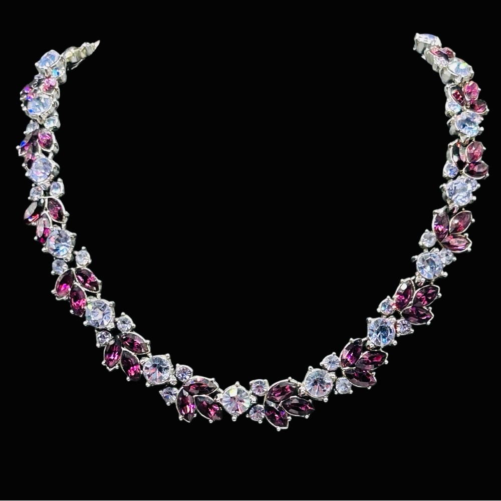 Vintage Trifari Necklace 1961 Amethyst and Alexandrite Rhinestones